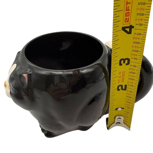 Takahashi Japan 3D Black Tuxedo Cat Coffee Cup Ceramic Tail Handle Paws Base - Picture 11 of 12